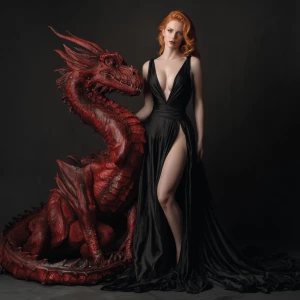 Stunning redhead supermodel in black gown leads a razor sharp re...