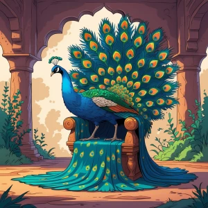 Cartoon of peacock throne
