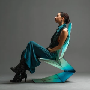 Chaise articulée qui se porte en vêtements design turquoise Gree...