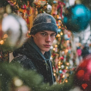 A young man  looking in the camera  in front of a beautifully de...