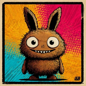 Stylized character  portrait of a mischievous designer toy creat...