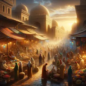 Create a beautiful and serene scene of a traditional Egyptian ma...
