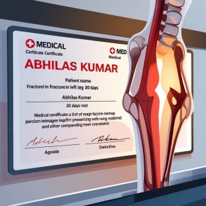 Create a medical certificate patient name abhilas kumar fracture...