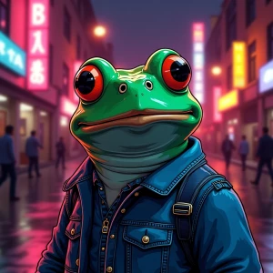Character PEPE frog in GTA art style,  , gta style illustration,...