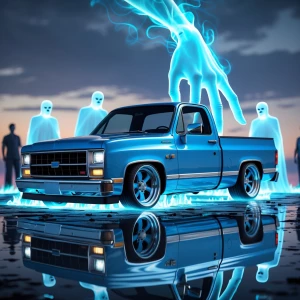 A classic chrome candy cyan blue   1983 C10 truck short whell ba...