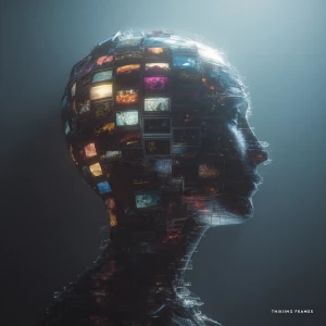 “Thinking in Frames”
Visual: A futuristic head or AI shape fill...