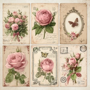 Victorian Mauve Rose Ephemera – 6 Cards (Antique Roses)
Print-r...