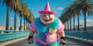 An cryptopunk roller skating on a sunny day with 369 t-shirt, we...