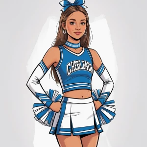 Draw a teen girl in a cheerleader outfit