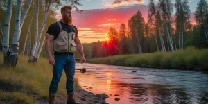 A red haired well groomed bearded tall muscular white skin man,...