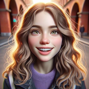 A 13-year-old girl, 182cm tall, with almost white skin, long cur...