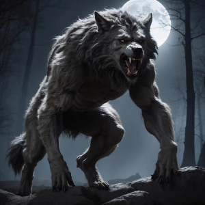 A majestic lycanthrope explores its primal instincts, its fur gl...