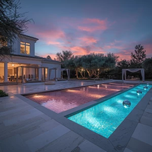 Immerse yourself in the serene elegance of a grand mansion's rea...