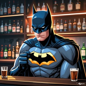 Batman enojado con el rayo mqueen en un bar