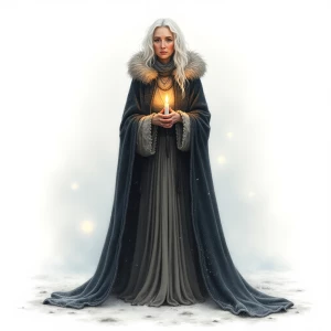 A detailed and expressive color pencil sketch of an older Winter...