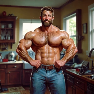 Kenny mid 30’s muscular hairy  handyman who is bulging and show...