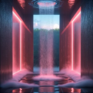 Shower 5 – Floating Mistfall: A serene open-air oasis, the Float...