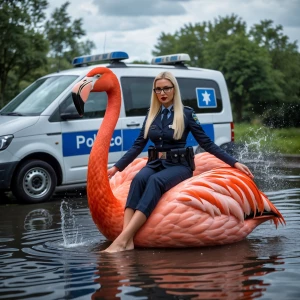 Eine attraktive, schlanke, weißhäutige und deutsche Polizistin i...