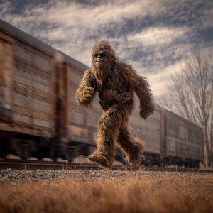 A humanoid looking hair covered brown bigfoot looking almost hum...