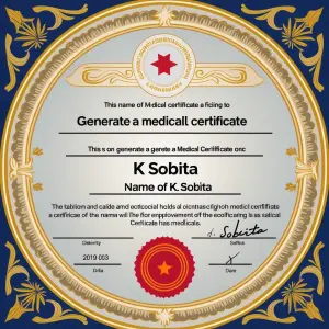 Generate a medical certificate on the name of k sobita