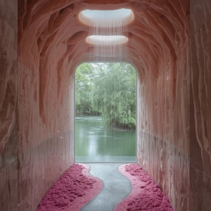 Shower 4 – Halite Rain Channel
“Walkway shower through carved pi...