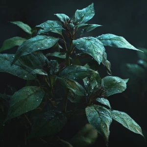 Create a realistic image of a dark green pikcher plant composed...