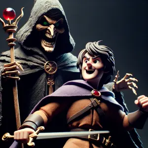 2 Figuren wo kämpfen ein böse und ein Held