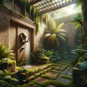 Generate an image of a luxurious shower resembling a hidden oasi...