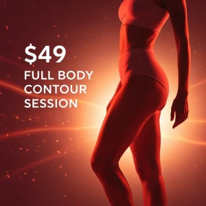 Create an advertisement image for a special offer on a full-body...