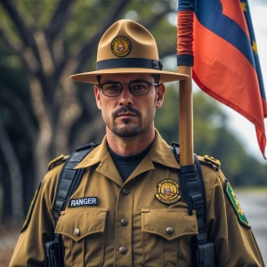 Make an NCR Veteran Ranger holding the NCR Flag