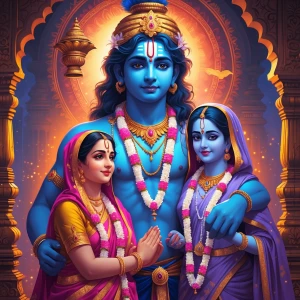 Create image of god shree krishna with radha mata