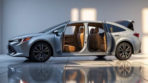 Toyota Corolla Grande 2026, all four doors open, ultra-realistic...