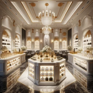 Design a luxurious and elegant perfume and cologne store named "...