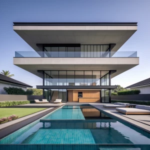 Architectural front elevation visualization of an ultra-luxuriou...