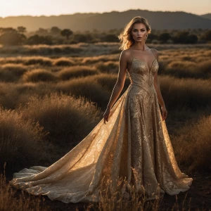 In the soft glow of the golden hour, a bewitching chic resonatin...