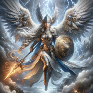 A hyper-detailed portrait of a Valkyrie, Norse warrior maiden of...