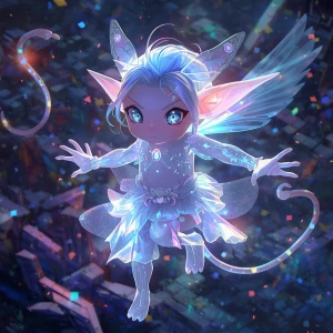 A shimmering ethereal goblin, its translucent body exuding an ot...