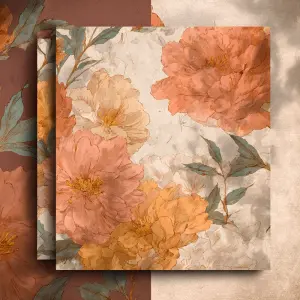 printable background paper, bohemian-inspired summer floral patt...