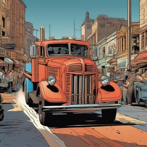 truck driving people inside