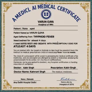 generate me a medical certificate for patient named as Varun Ojh...