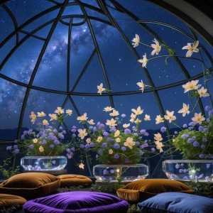 Inside the Floraglass Observatory, beneath a sweeping dome of fl...