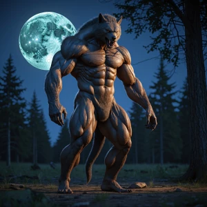 Imagine a majestic scene in a moonlit forest clearing, where a f...