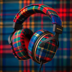 headphones tartan