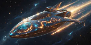 A brilliantly shimmering meteorite mariner, its surface adorned...