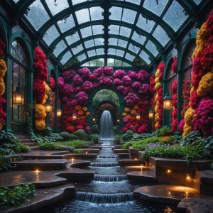 Arched Rainlight Conservatory: A vast glasshouse unfolds in swee...