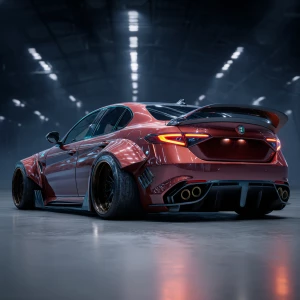 A totally modified and conceptual Alfa Romeo sports car withwide...