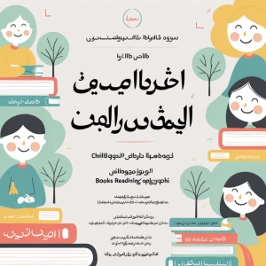 Modern, clean poster design for children's book reading event. M...