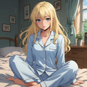 Blonde anime girl with pijamas