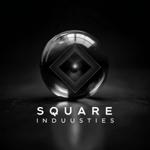 Create a logo design featuring a sphere inside a square placed o...