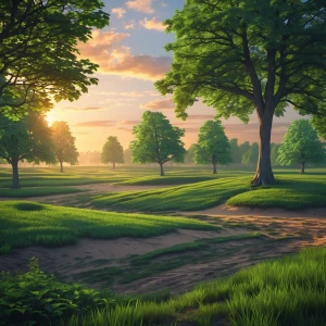 this land scape is now full of green ,treess plans ,grass and mo...